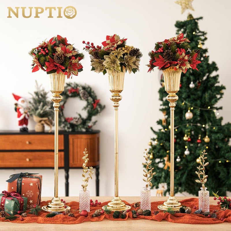 NUPTIO Centerpiece Vase Tall Gold: 2 Pcs 30.5" Wedding Flower Stand for Table Metal Trumpet Vase for Party Decorations - Image 2